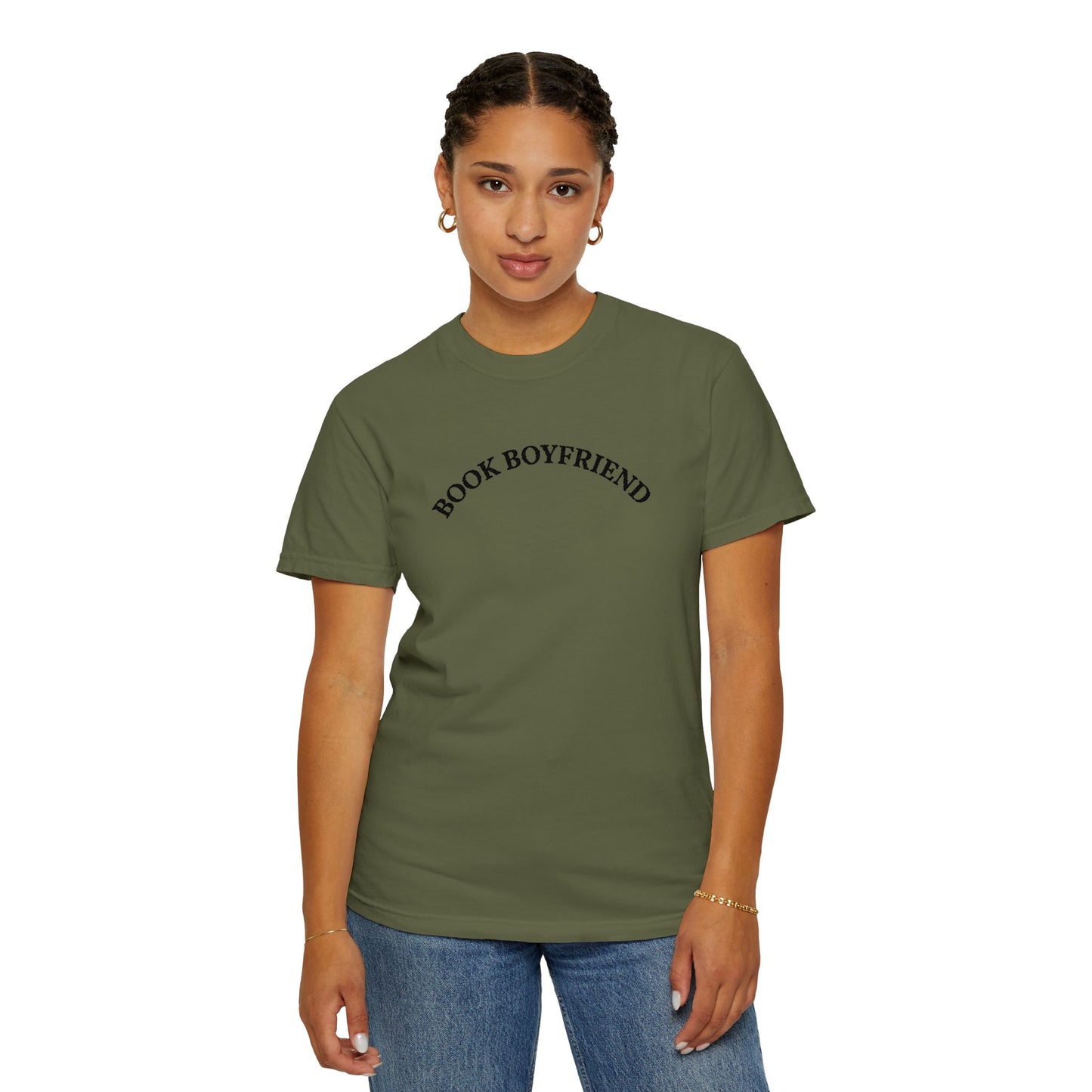 Book Boyfriend Embroidered Tee - Black on Hemp
