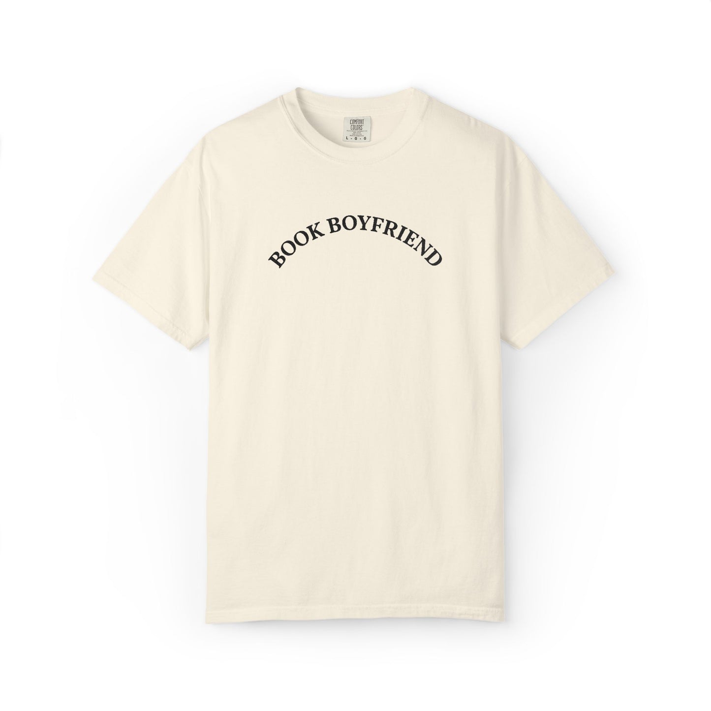 Book Boyfriend Embroidery T-shirt - Black on Ivory