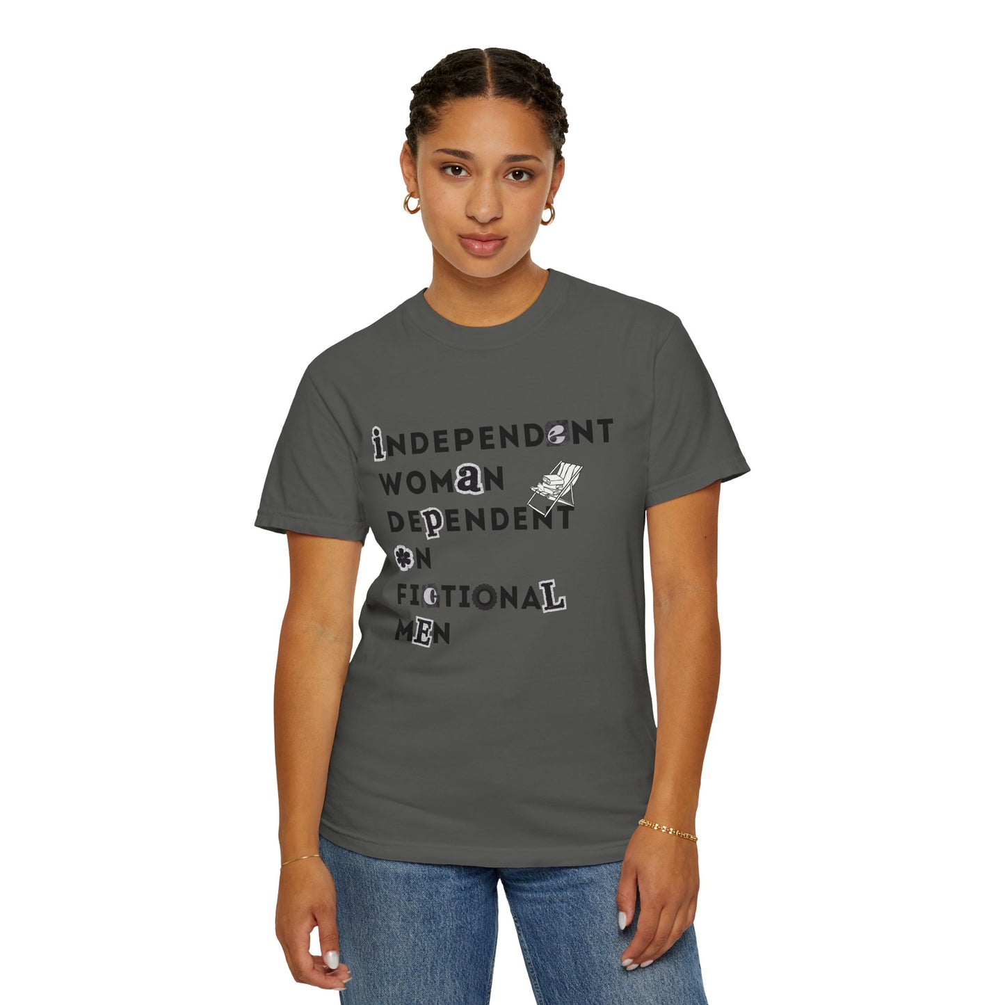 Independent Woman Dependent on Fictional Men T-Shirt - Dark Grey