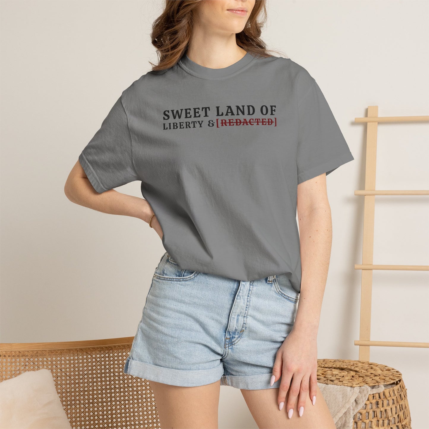 Sweet Land of Liberty & [REDACTED] Tee - Grey