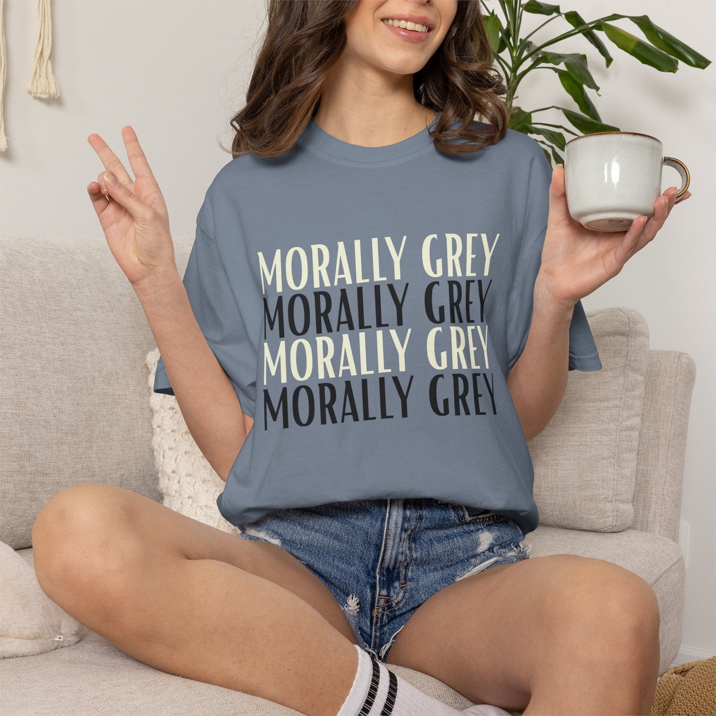 Morally Grey T-shirt - Blue Jean