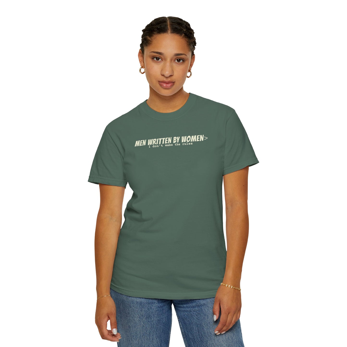 Men Written By Women T-shirt - Blue Spruse