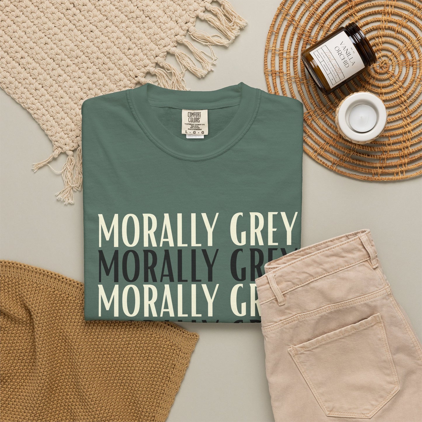 Morally Grey T-shirt - Blue Spruse
